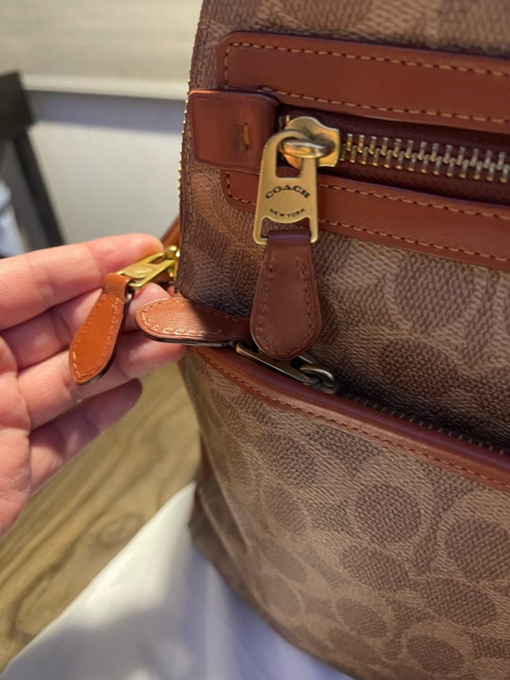 Coach Diaper bag Monogram Canvas Backpack with Brown Leather Trim - Picture 5 of 14